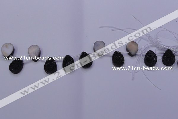 CAG8127 Top drilled 15*20mm teardrop black plated druzy agate beads