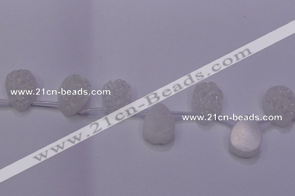 CAG8130 Top drilled 18*25mm teardrop white plated druzy agate beads