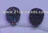 CAG8134 Top drilled 18*25mm teardrop rainbow plated druzy agate beads