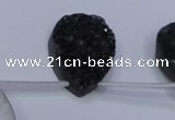 CAG8137 Top drilled 18*25mm teardrop black plated druzy agate beads