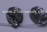 CAG8142 Top drilled 30*40mm teardrop silver plated druzy agate beads