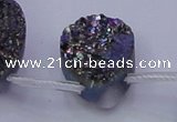 CAG8144 Top drilled 30*40mm teardrop rainbow plated druzy agate beads