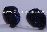 CAG8146 Top drilled 30*40mm teardrop blue plated druzy agate beads