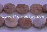 CAG8151 7.5 inches 10*14mm oval champagne plated druzy agate beads