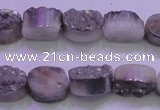 CAG8152 7.5 inches 10*14mm oval silver plated druzy agate beads