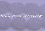 CAG8160 7.5 inches 12*16mm oval white plated druzy agate beads