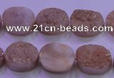 CAG8161 7.5 inches 12*16mm oval champagne plated druzy agate beads