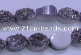 CAG8162 7.5 inches 12*16mm oval silver plated druzy agate beads