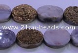 CAG8163 7.5 inches 12*16mm oval glod plated druzy agate beads