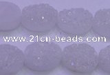 CAG8170 7.5 inches 13*18mm oval white plated druzy agate beads