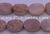 CAG8171 7.5 inches 13*18mm oval champagne plated druzy agate beads