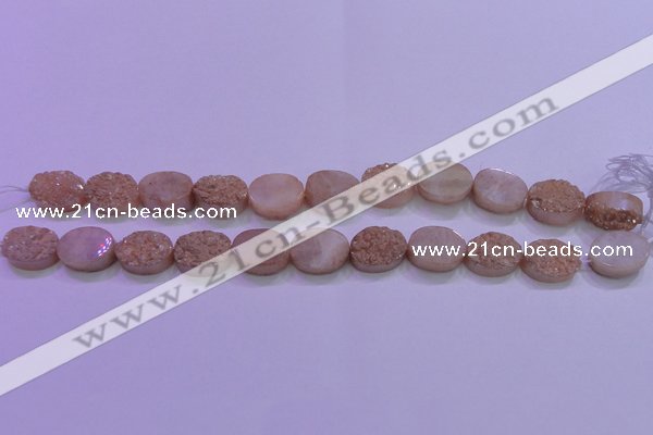 CAG8171 7.5 inches 13*18mm oval champagne plated druzy agate beads