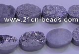 CAG8172 7.5 inches 13*18mm oval silver plated druzy agate beads