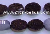 CAG8175 7.5 inches 13*18mm oval purple plated druzy agate beads