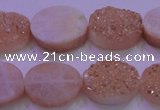 CAG8181 7.5 inches 15*20mm oval champagne plated druzy agate beads