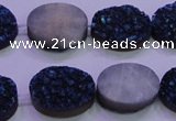 CAG8186 7.5 inches 15*20mm oval blue plated druzy agate beads