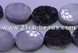 CAG8187 7.5 inches 15*20mm oval black plated druzy agate beads