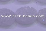 CAG8190 7.5 inches 18*25mm oval white plated druzy agate beads
