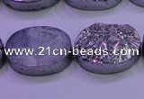 CAG8192 7.5 inches 18*25mm oval silver plated druzy agate beads