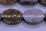 CAG8193 7.5 inches 18*25mm oval glod plated druzy agate beads