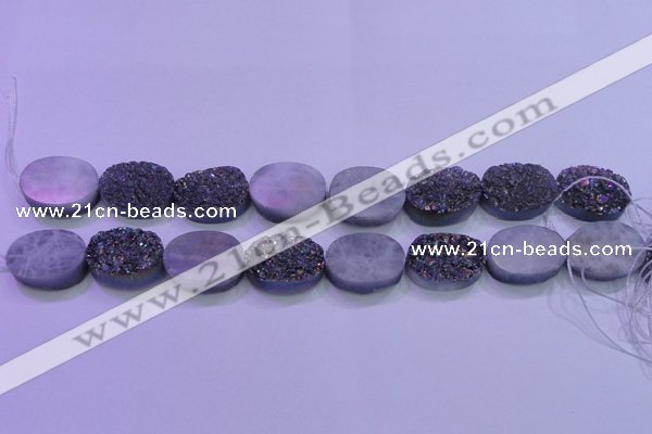 CAG8194 7.5 inches 18*25mm oval rainbow plated druzy agate beads