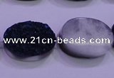 CAG8196 7.5 inches 18*25mm oval blue plated druzy agate beads