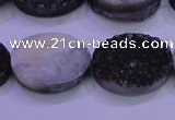 CAG8197 7.5 inches 18*25mm oval black plated druzy agate beads