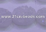 CAG8200 7.5 inches 20*30mm oval white plated druzy agate beads