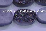 CAG8204 7.5 inches 20*30mm oval rainbow plated druzy agate beads