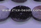 CAG8207 7.5 inches 20*30mm oval black plated druzy agate beads