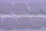 CAG8210 Top drilled 10*14mm rectangle white plated druzy agate beads