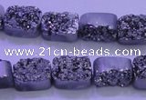 CAG8212 Top drilled 10*14mm rectangle silver plated druzy agate beads