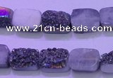 CAG8214 Top drilled 10*14mm rectangle rainbow plated druzy agate beads