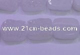 CAG8220 Top drilled 12*16mm rectangle white plated druzy agate beads