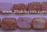 CAG8221 Top drilled 12*16mm rectangle champagne plated druzy agate beads