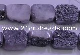 CAG8222 Top drilled 12*16mm rectangle silver plated druzy agate beads