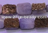 CAG8223 Top drilled 12*16mm rectangle glod plated druzy agate beads