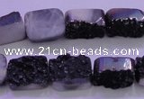 CAG8227 Top drilled 12*16mm rectangle black plated druzy agate beads