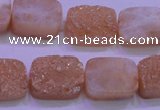 CAG8231 Top drilled 13*18mm rectangle champagne plated druzy agate beads