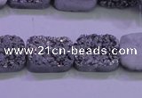 CAG8232 Top drilled 13*18mm rectangle silver plated druzy agate beads