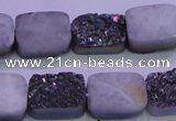 CAG8234 Top drilled 13*18mm rectangle rainbow plated druzy agate beads