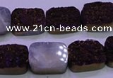 CAG8235 Top drilled 13*18mm rectangle purple plated druzy agate beads