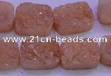 CAG8241 Top drilled 15*20mm rectangle champagne plated druzy agate beads