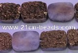 CAG8243 7.5 inches 15*20mm rectangle glod plated druzy agate beads