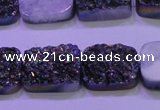 CAG8244 Top drilled 15*20mm rectangle rainbow plated druzy agate beads