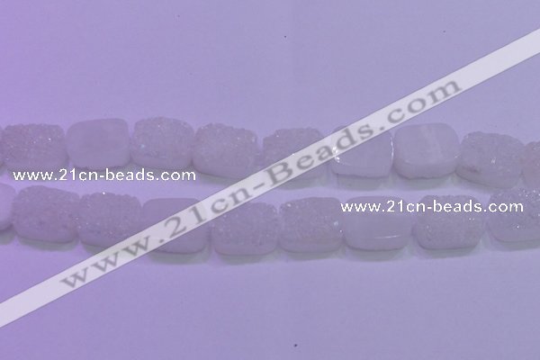 CAG8250 Top drilled 18*25mm rectangle white plated druzy agate beads