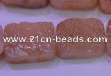 CAG8251 Top drilled 18*25mm rectangle champagne plated druzy agate beads