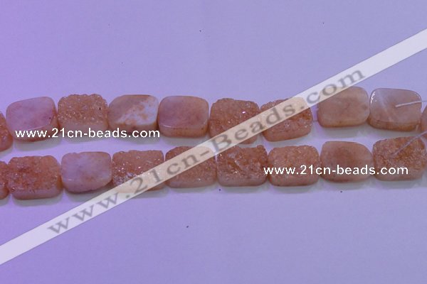 CAG8251 Top drilled 18*25mm rectangle champagne plated druzy agate beads