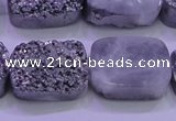 CAG8252 Top drilled 18*25mm rectangle silver plated druzy agate beads