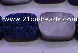 CAG8256 Top drilled 18*25mm rectangle blue plated druzy agate beads